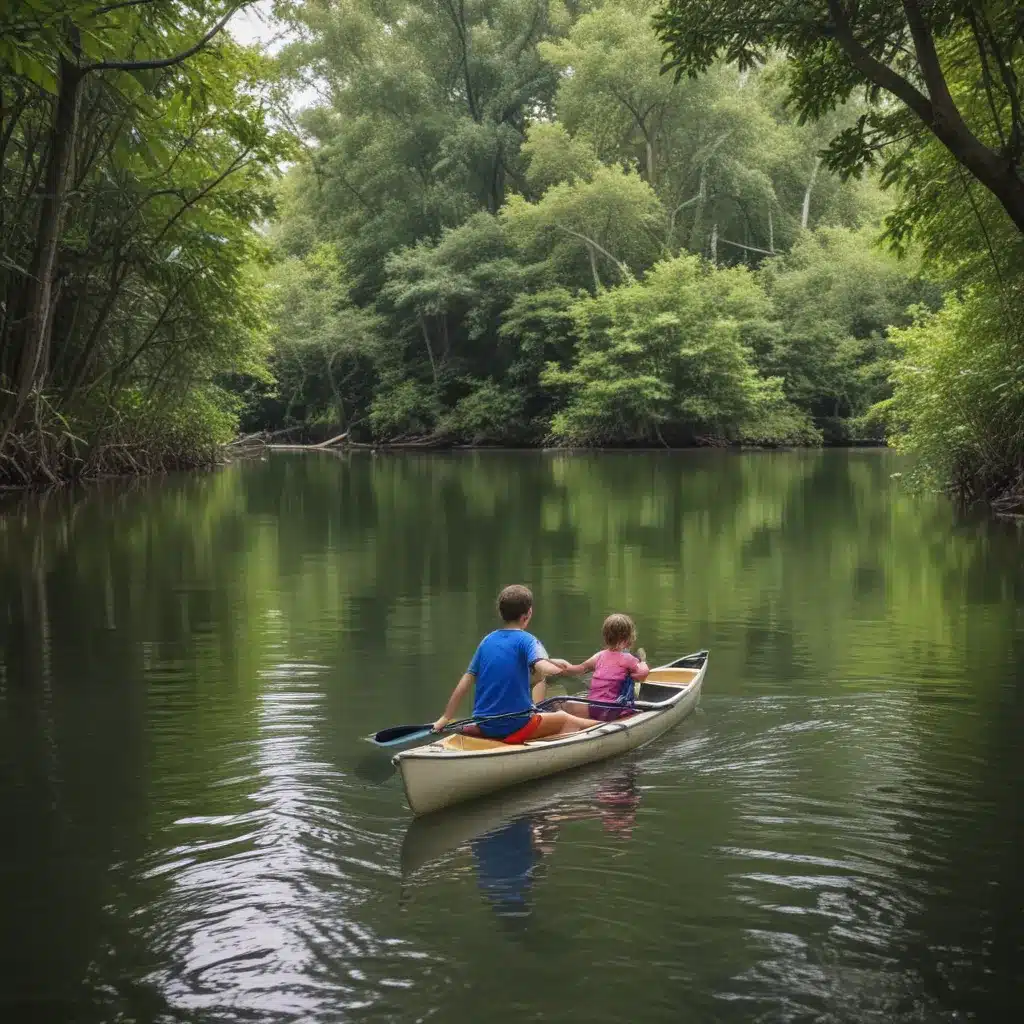 Canoe Through Calm Waters With The Kids