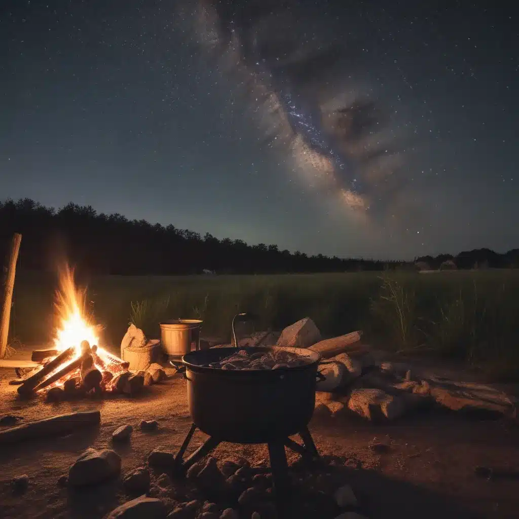 Cooking Over the Fire Under Starry Skies