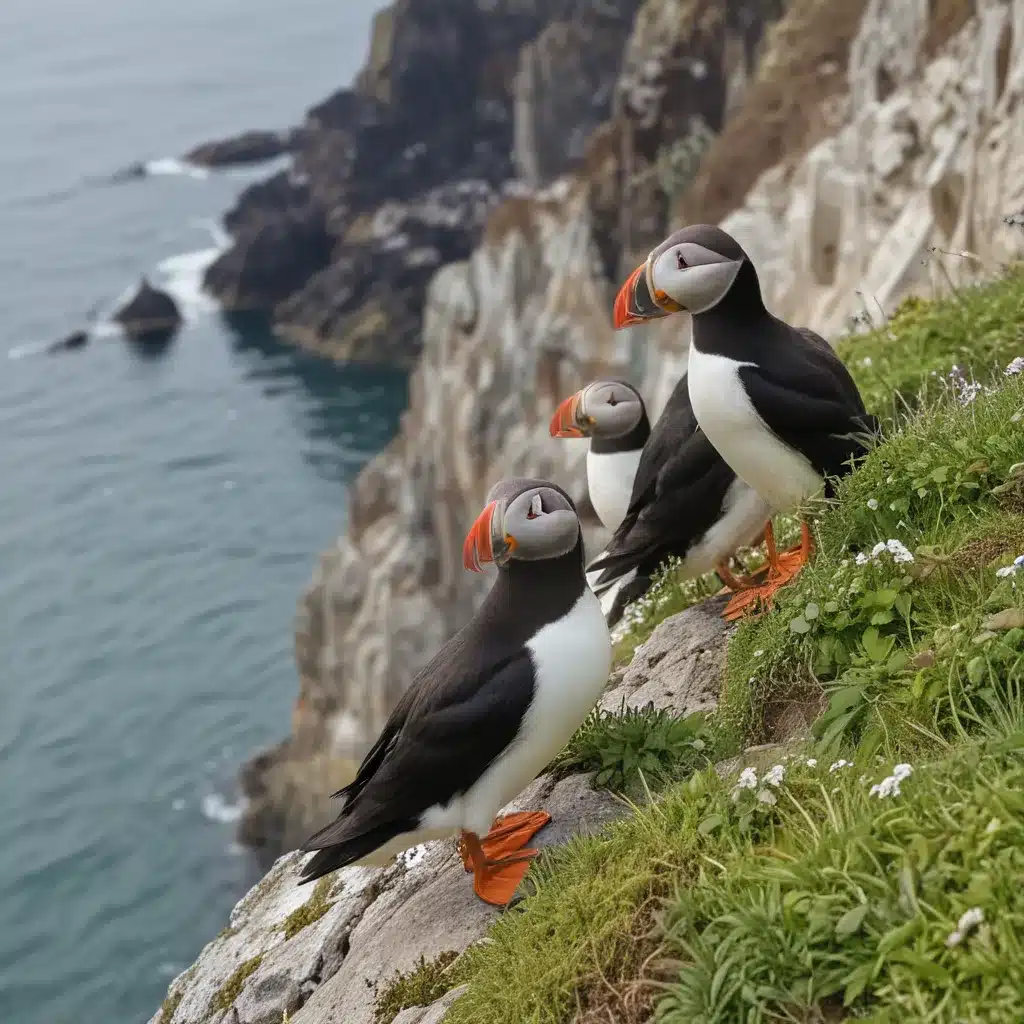 Puffins, Guillemots & Razorbills on the Coastal Cliffs