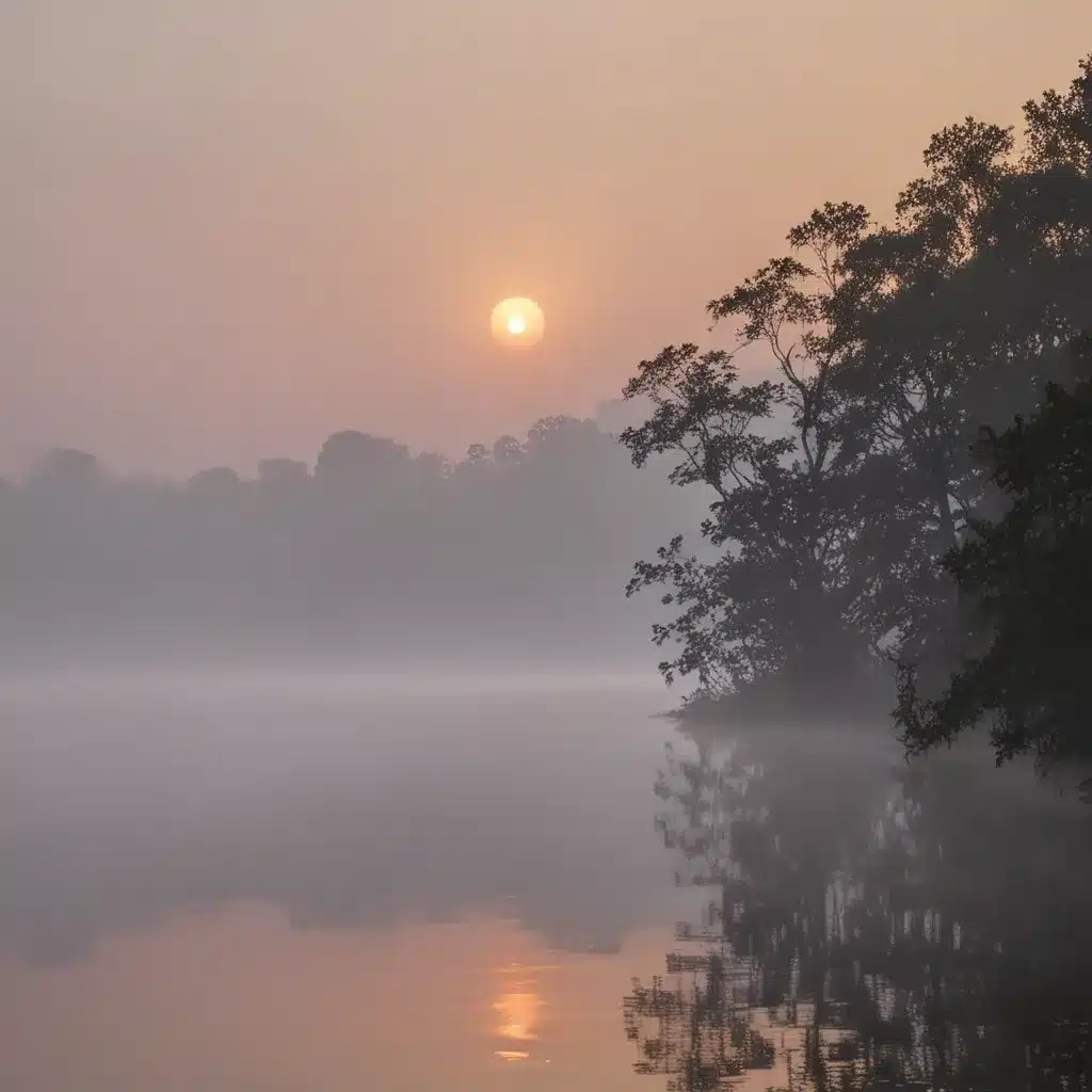 See Mist Rising Over the Water at Dawn