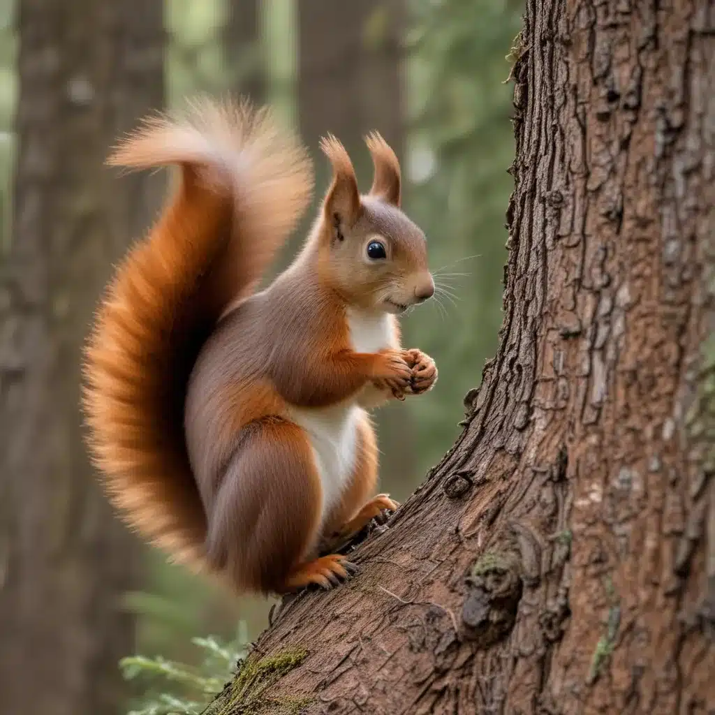 Watching Red Squirrels Play in Pine Forests